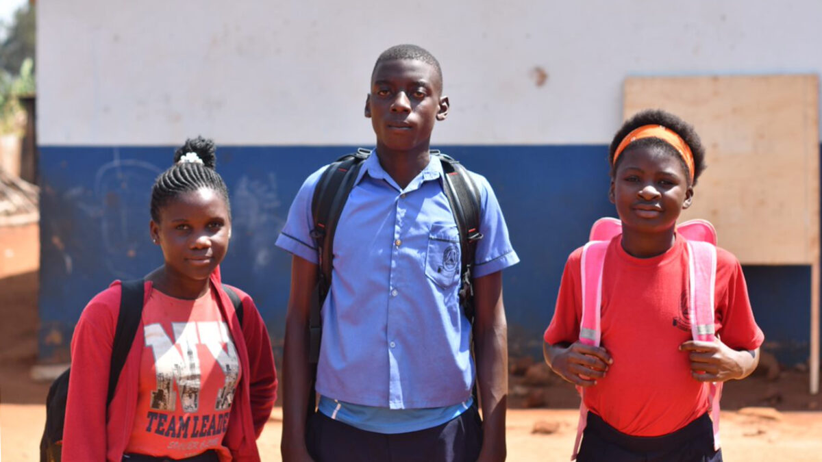 Three school children