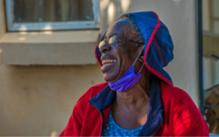 grandmother smiling and laughing