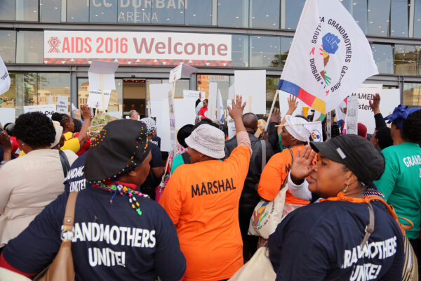 21st International AIDS Conference (AIDS 2016), Durban, South Africa. 16th July 2016 Grandmothers united having a march and gathering outside the Durban ICC Photo©International AIDS Society/Abhi Indrarajan