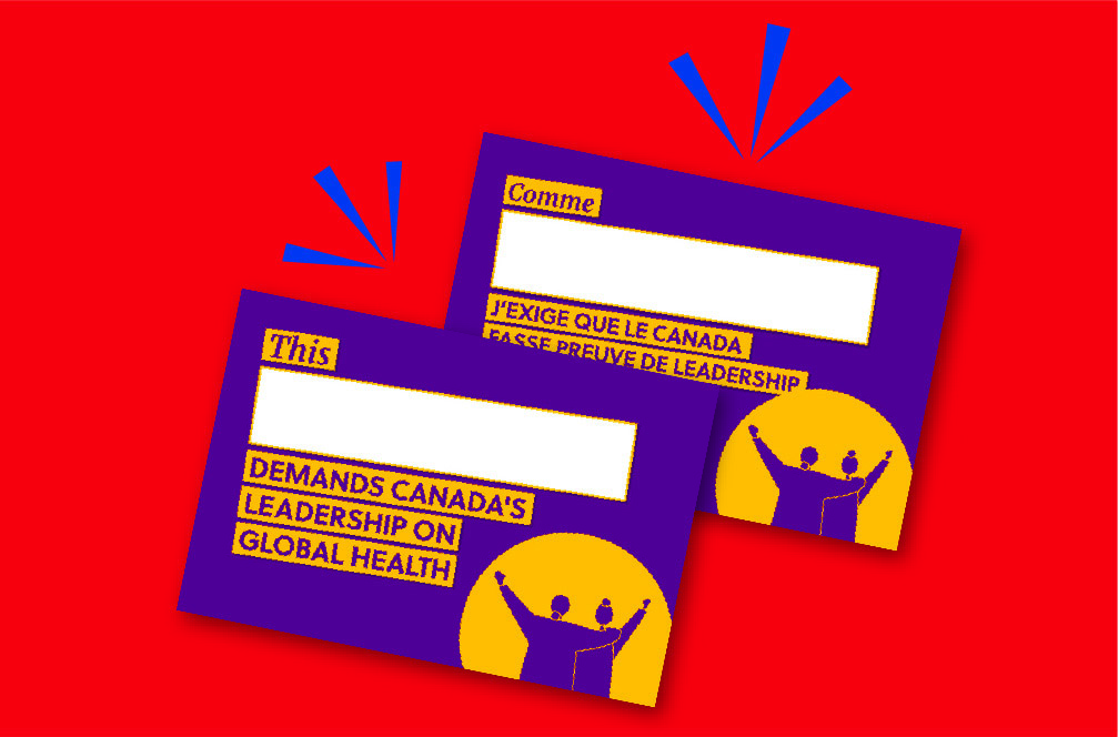 English and French postcards for Canada's Leadership on Global Health